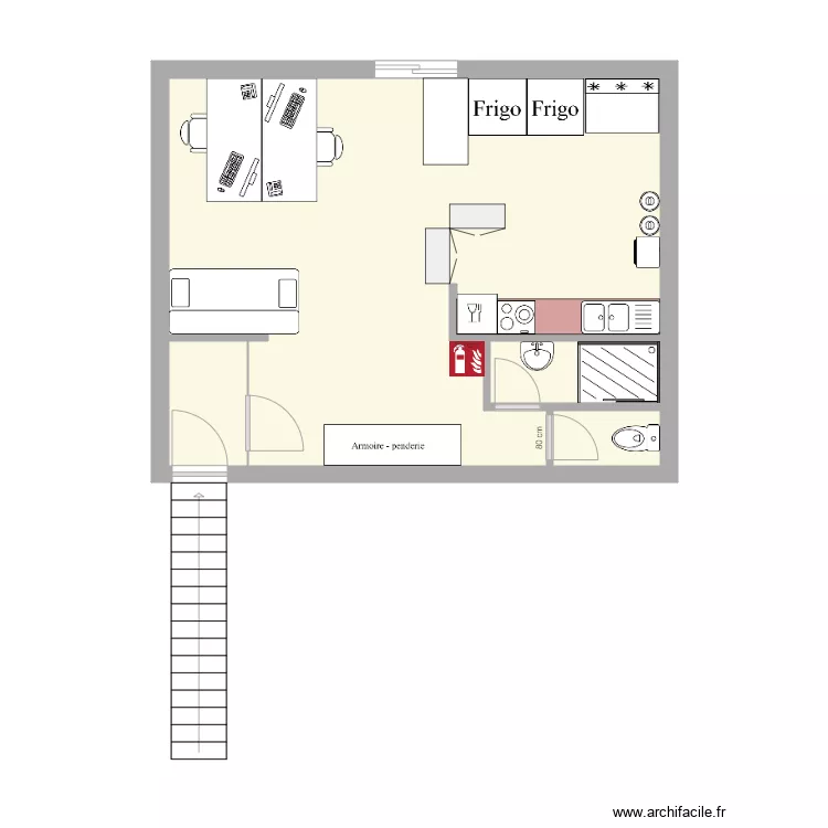 Appartement Triphas&eacute; POUR DOS SECU. Plan de 