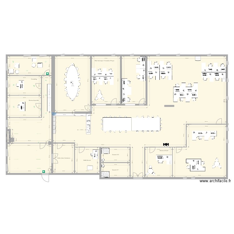Amenagement locaux  PVsyst. Plan de 0 pièce et 0 m2