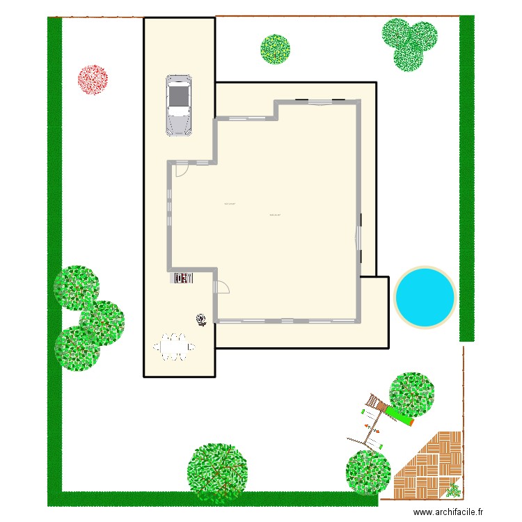 terrasse. Plan de 2 pièces et 283 m2