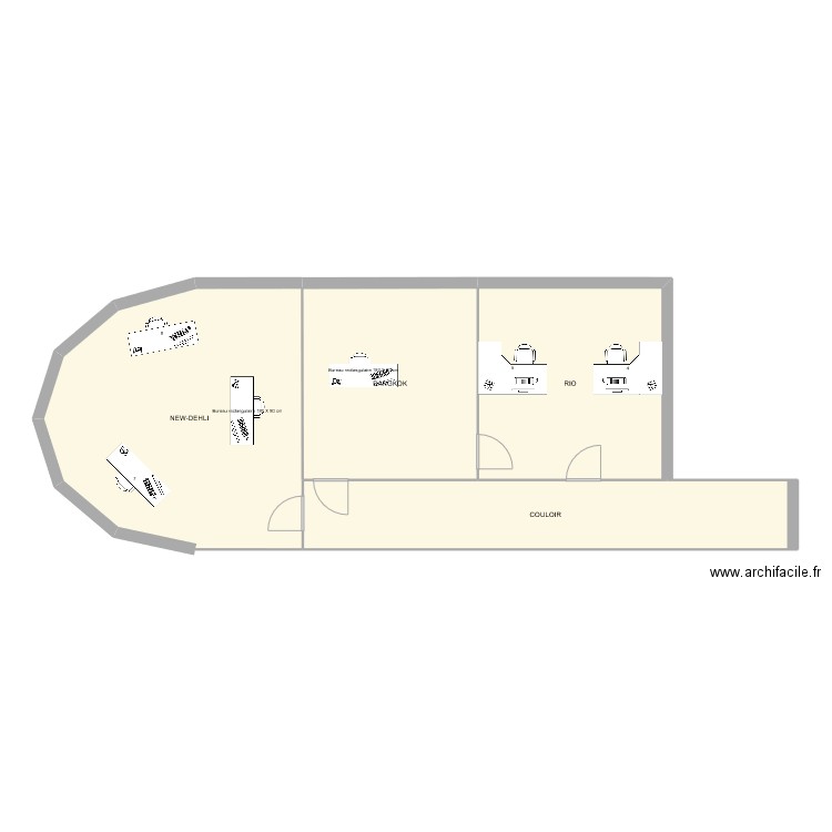 Abauche RDC. Plan de 4 pièces et 108 m2