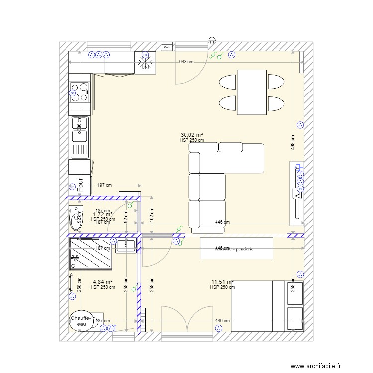 ERCE. Plan de 4 pièces et 48 m2