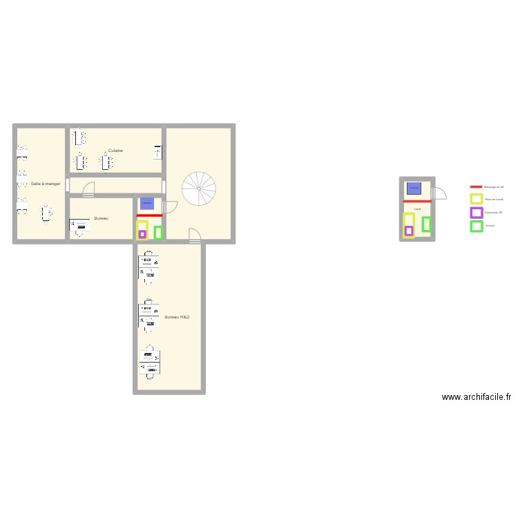 qualif imprimante 3d. Plan de 17 pièces et 161 m2