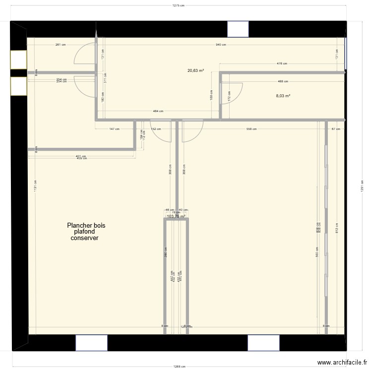 plan placo . Plan de 3 pièces et 132 m2