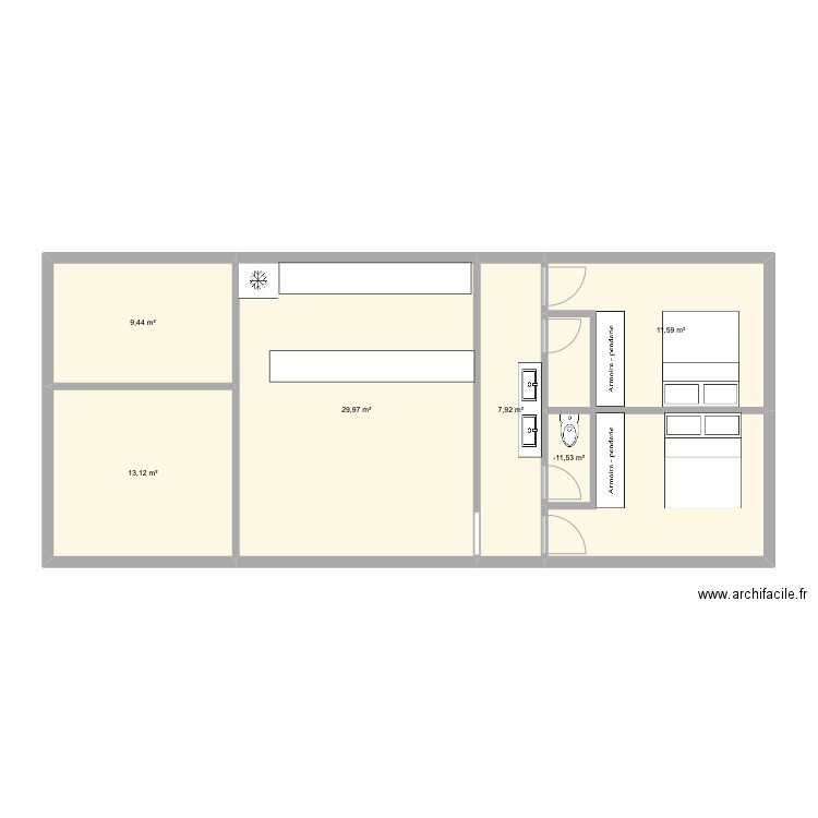 anisio11. Plan de 6 pièces et 74 m2