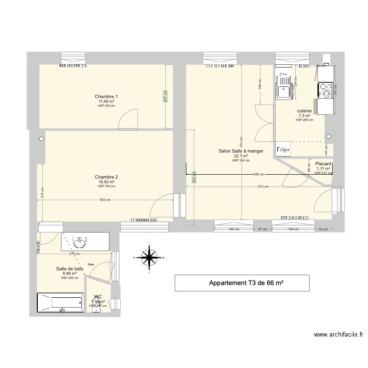 Catherine 3ème étage. Plan de 0 pièce et 0 m2