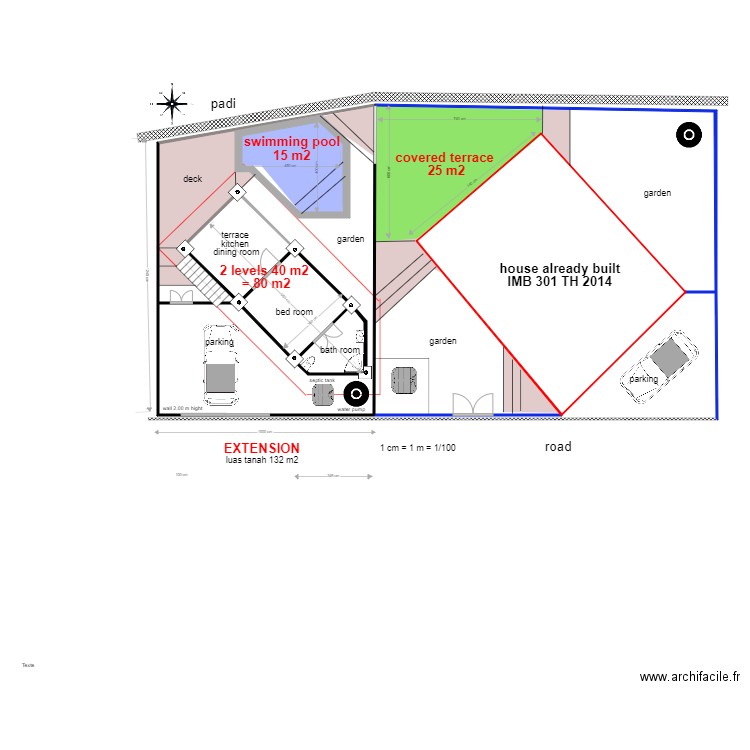 WOODEN HOUSE 2 STUDIOS IMPLANTATION. Plan de 0 pièce et 0 m2