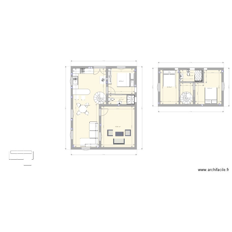 kaz a jaz. Plan de 8 pièces et 85 m2