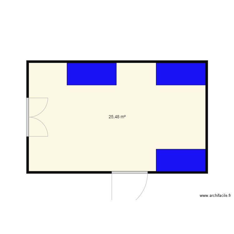 cabine090222101. Plan de 1 pièce et 25 m2