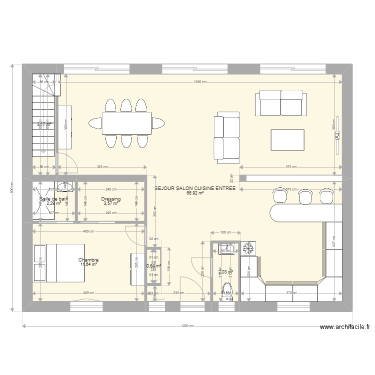 BLONDEAU RDC. Plan de 7 pièces et 90 m2