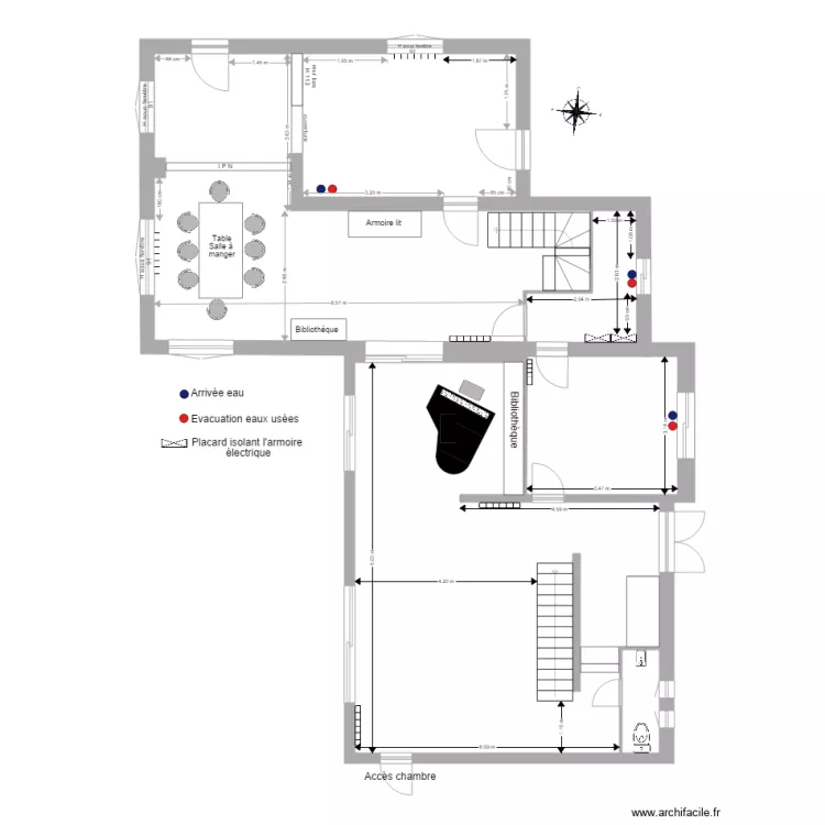 Plan salle salons cuisine buanderie. Plan de 