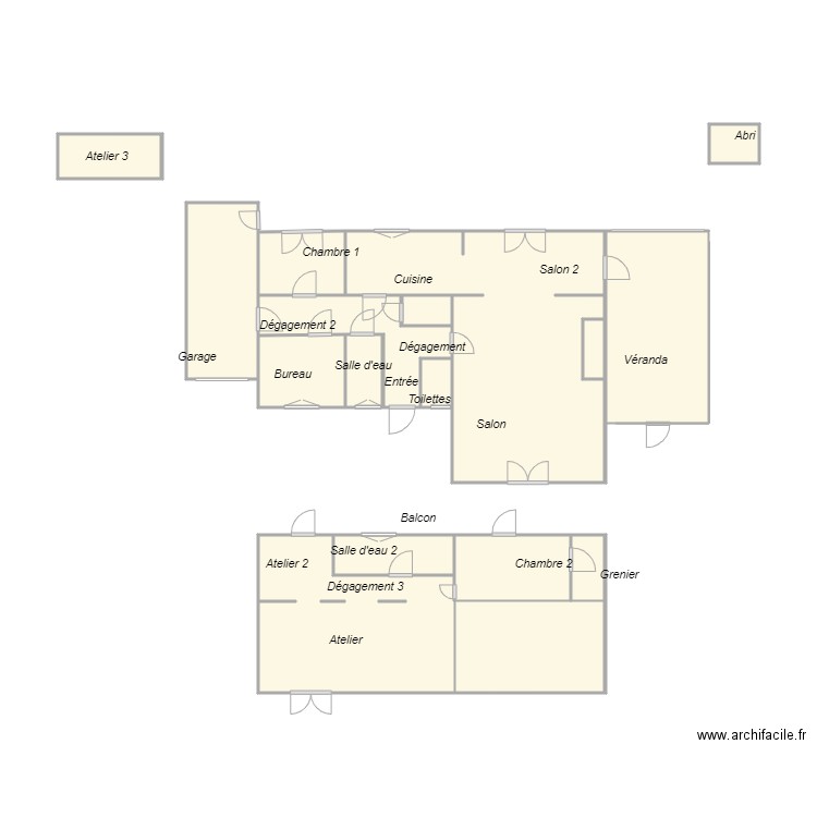 Croquis FAIVRE. Plan de 17 pièces et 47 m2