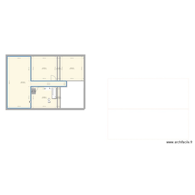 house etage. Plan de 7 pièces et 77 m2