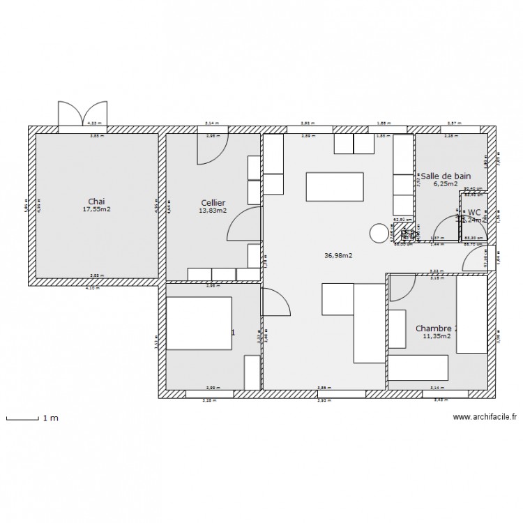 plan maison 98 m2