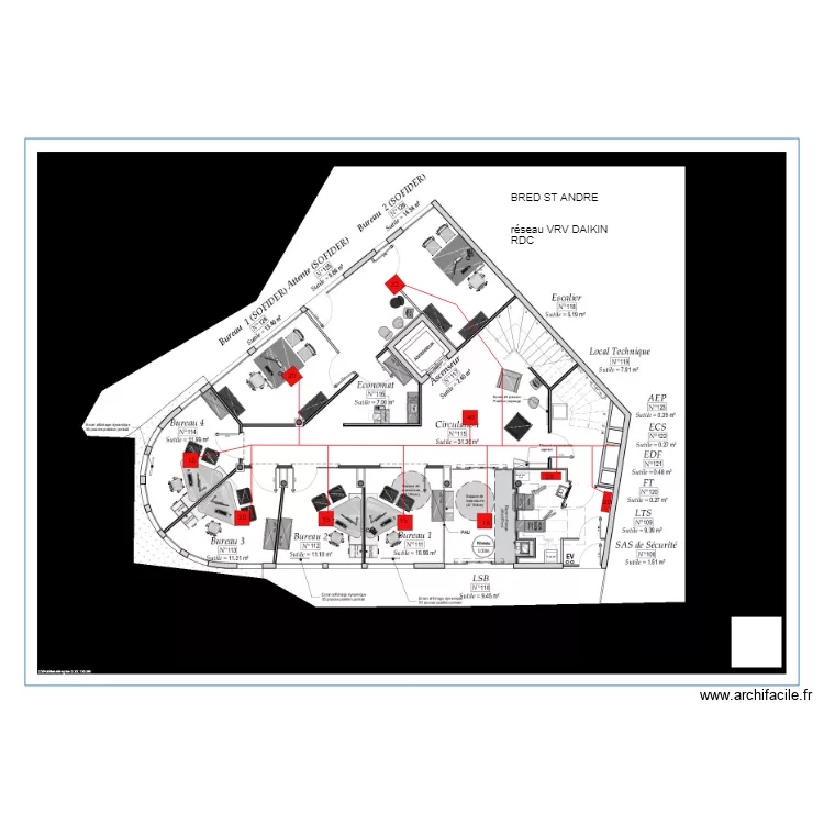 BRED ST ANDRE RDC VRV RESEAU CLIM. Plan de BRED ST ANDRE RDC VRV RESEAU CLIM. Plan de