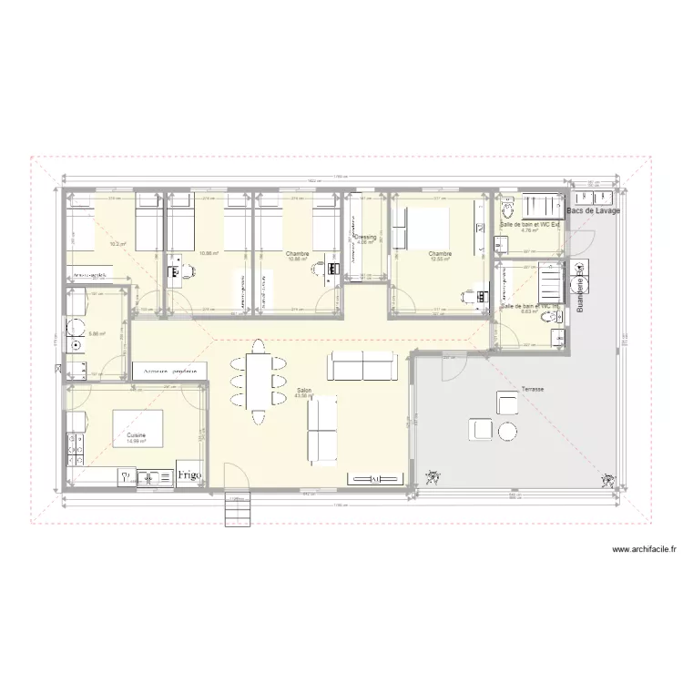 Maison F5 Sans Garage Cuisine ferm&eacute;e. Plan de 