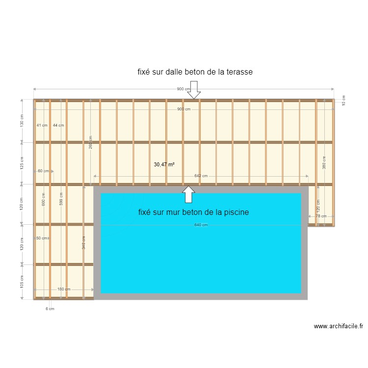 structure Deck alu. Plan de 1 pièce et 30 m2