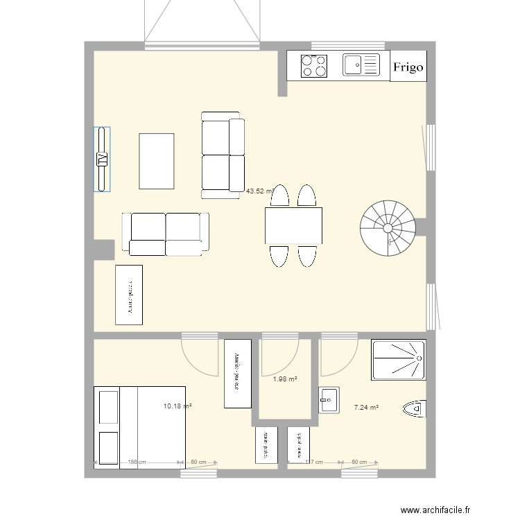 Gites final 7. Plan de 8 pièces et 90 m2