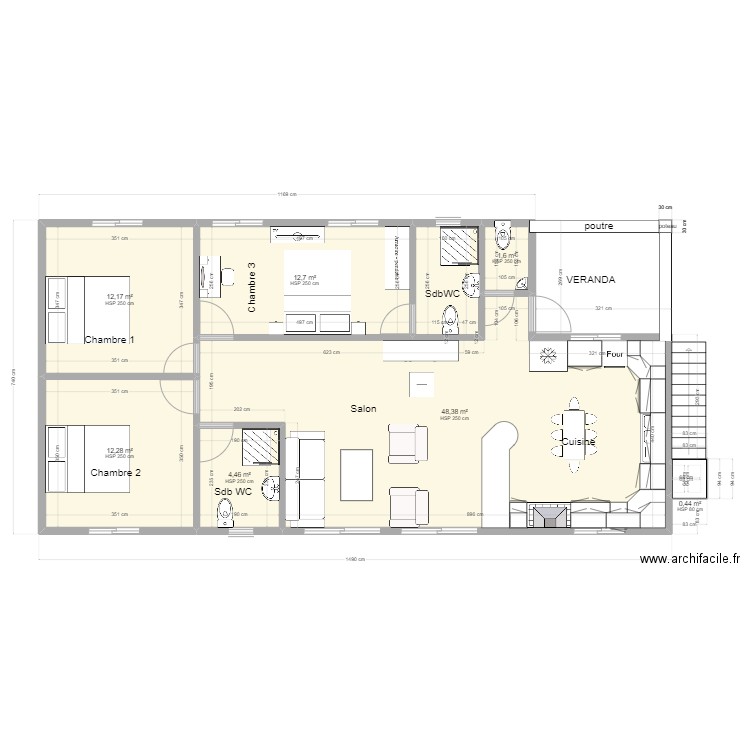 DOMINIQUE ETAGE 3. Plan de 15 pièces et 192 m2