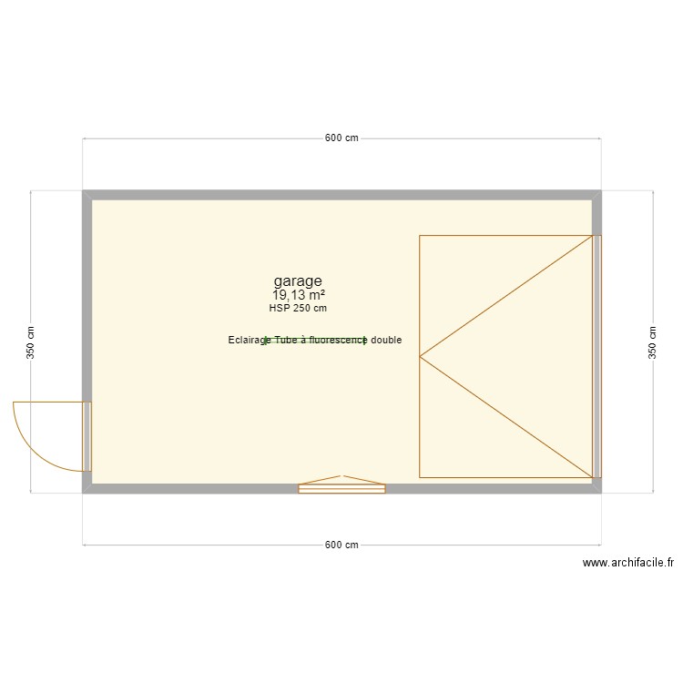 garage. Plan de 1 pièce et 19 m2