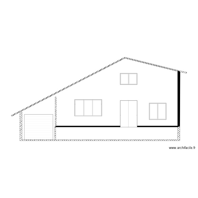 façade côté jardin. Plan de 0 pièce et 0 m2