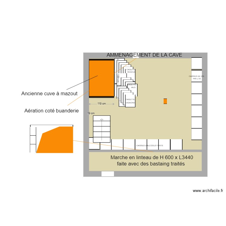 CAVE AMENAGEMENTS. Plan de 2 pièces et 28 m2