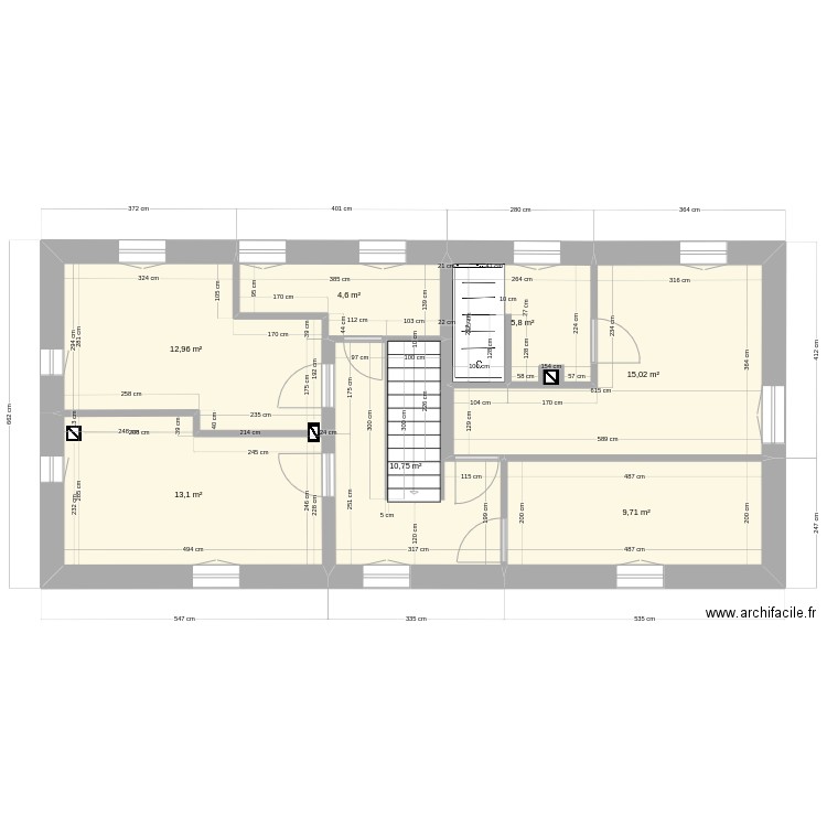 Remi - Etage vide. Plan de 7 pièces et 72 m2