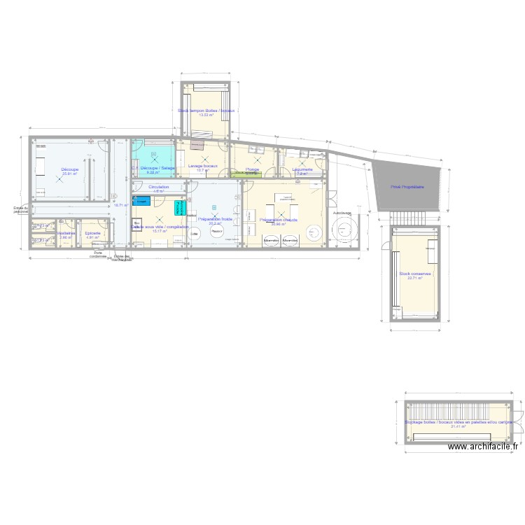 La table Gasconne 001. Plan de 18 pièces et 234 m2