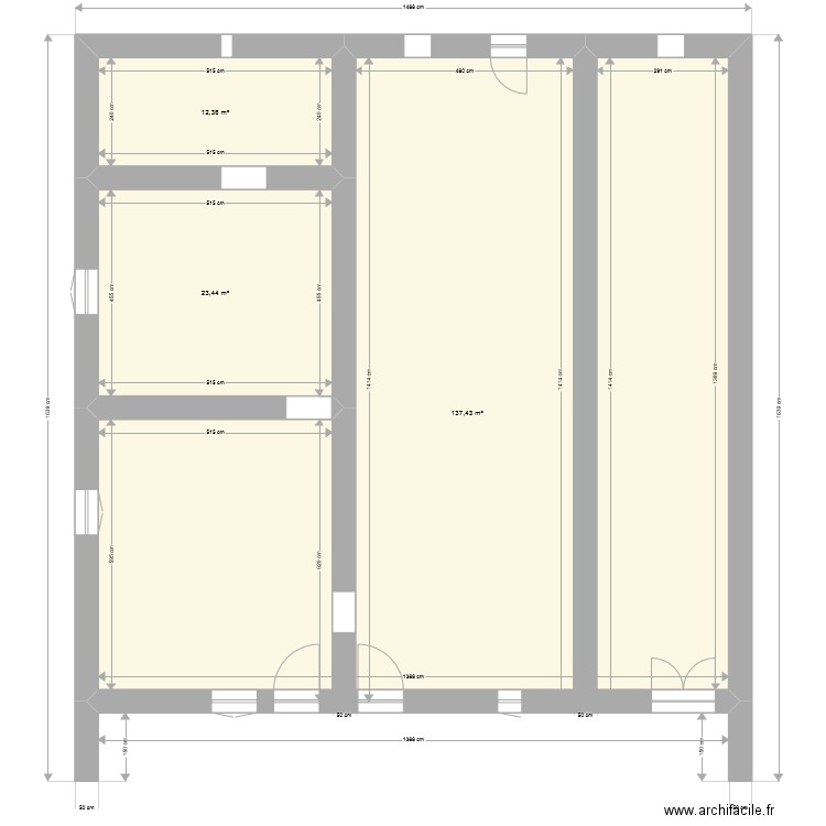 Trossy-Prapezi. Plan de 3 pièces et 173 m2