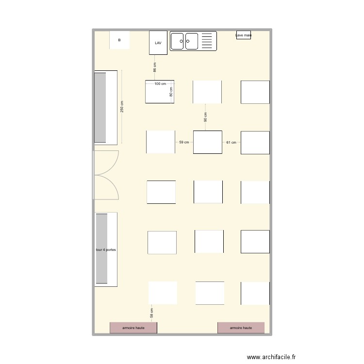 CFA. Plan de 1 pièce et 61 m2