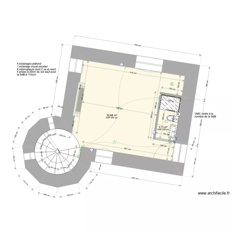 Kerlouan Tour 1&egrave;me &eacute;tage v0. Plan de 