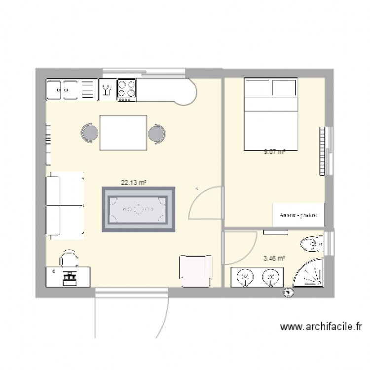 Logement type 35m2. Plan de 0 pièce et 0 m2