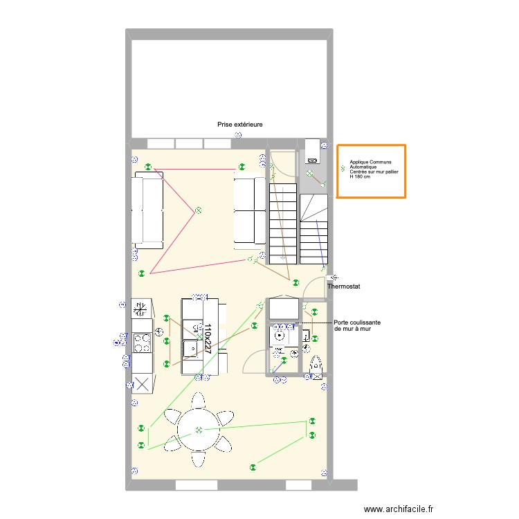 Banning 21 Rez 2 Electricité. Plan de 7 pièces et 71 m2