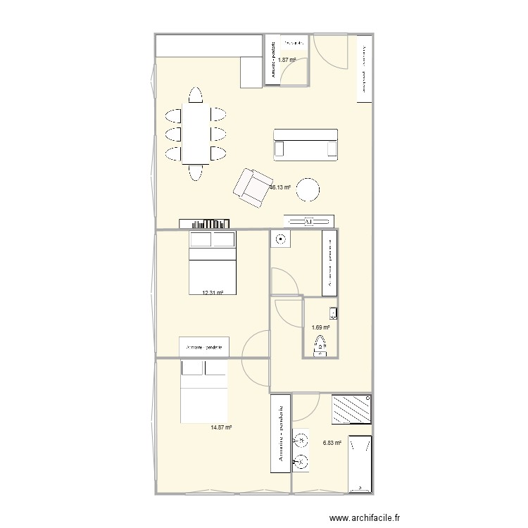 1er etage T3. Plan de 0 pièce et 0 m2