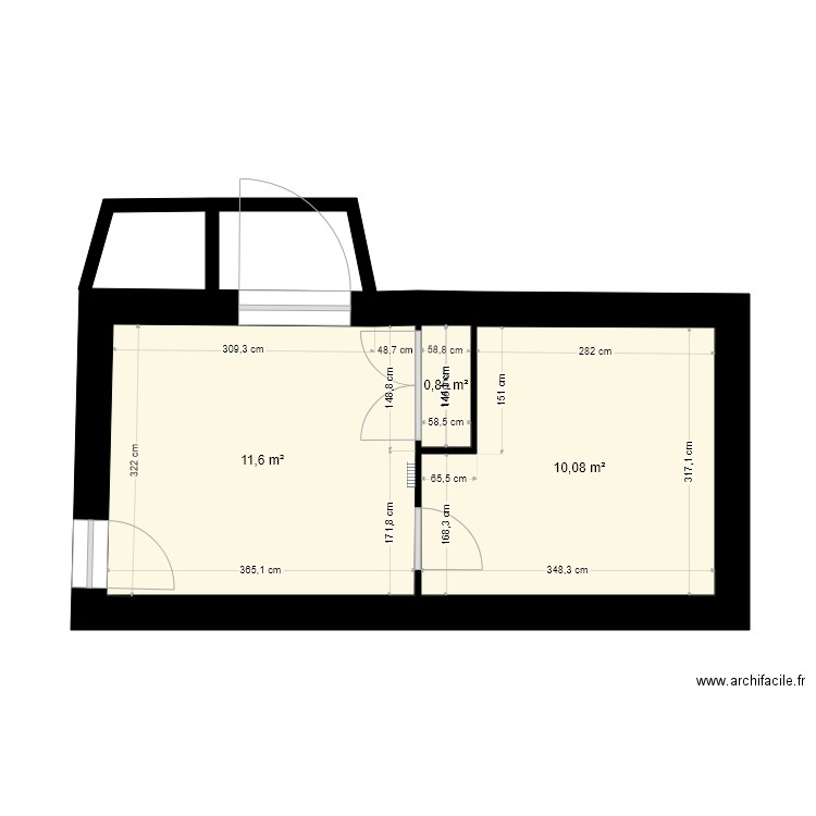 pavillon  rch 10. Plan de 3 pièces et 23 m2