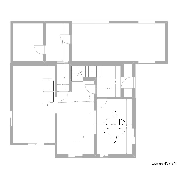 MaisonPlanOrigine_up. Plan de 6 pièces et 80 m2