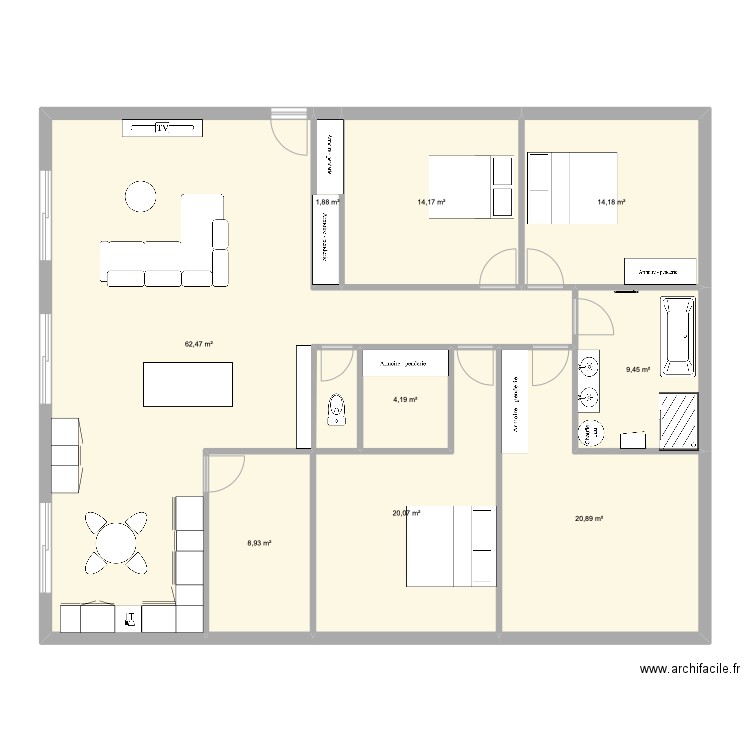Maison. Plan de 9 pièces et 156 m2
