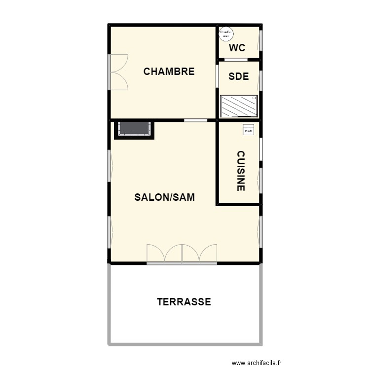 MONIERE. Plan de 5 pièces et 54 m2