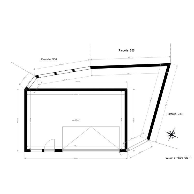 Garage 41. Plan de 1 pièce et 44 m2