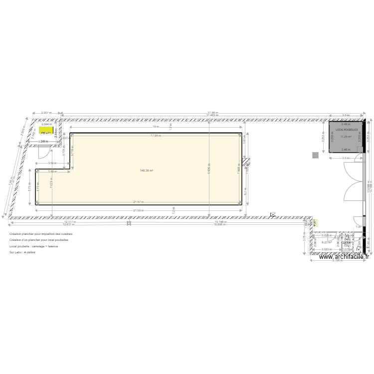 PLAN CREQUI IMPLANTATION LABO  LOCAL POUBELLE. Plan de 0 pièce et 0 m2