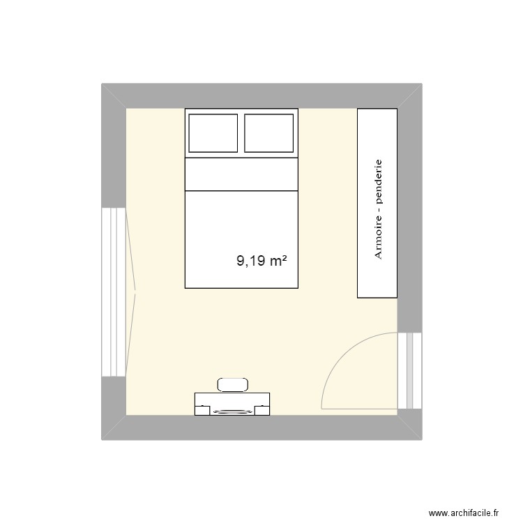 chambre fille. Plan de 1 pièce et 9 m2