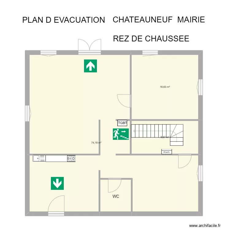 87 CHATEAUNEUF-LA-FORET (Mairie) RdC. Plan de 