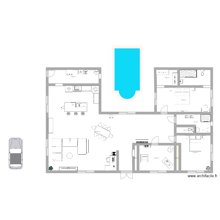 MAISON. Plan de 11 pièces et 182 m2