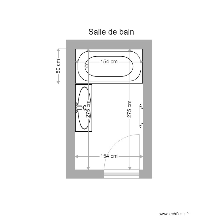 Plan sdb BRUNEL avant travaux. Plan de 0 pièce et 0 m2