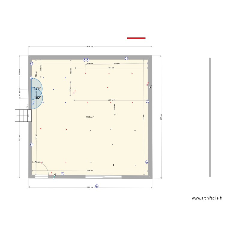 le Touret. Plan de 1 pièce et 60 m2