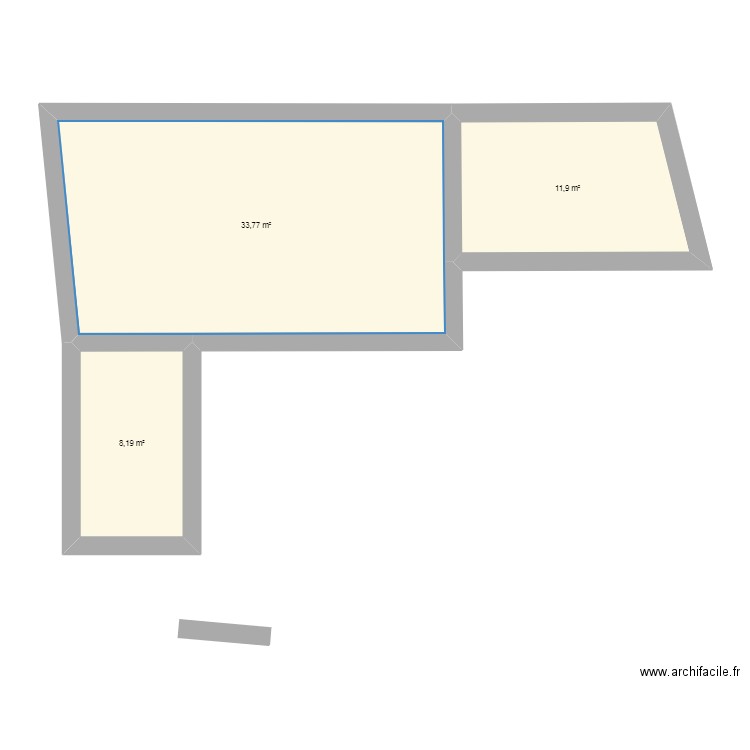 CADAUJAC1. Plan de 3 pièces et 54 m2