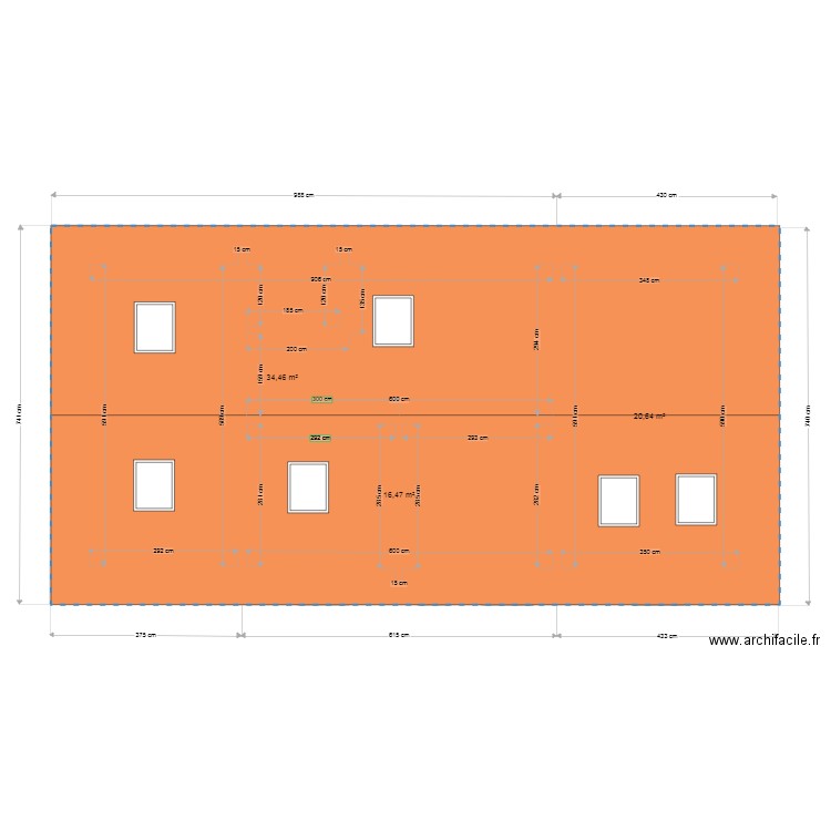 Toiture. Plan de 3 pièces et 72 m2