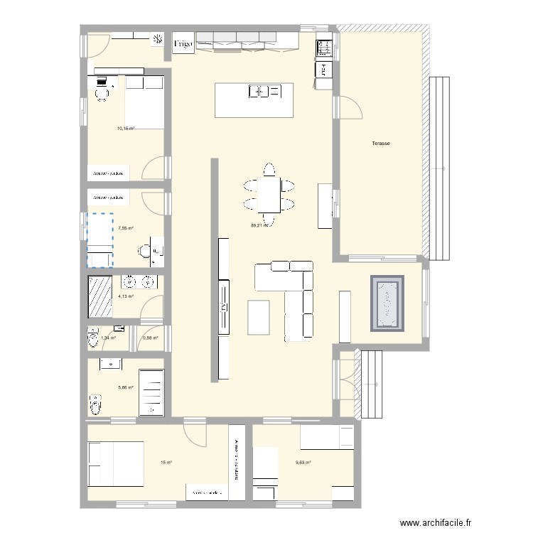 Maison Mt Dore. Plan de 11 pièces et 168 m2