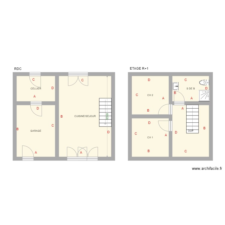 HINES. Plan de 7 pièces et 65 m2