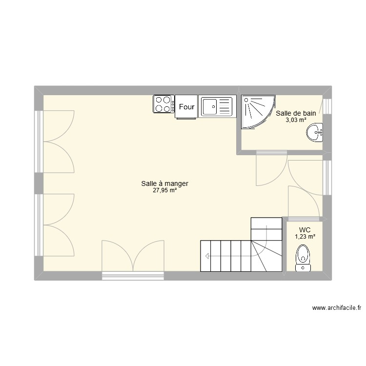PRL Platanes 38 m². Plan de 3 pièces et 32 m2