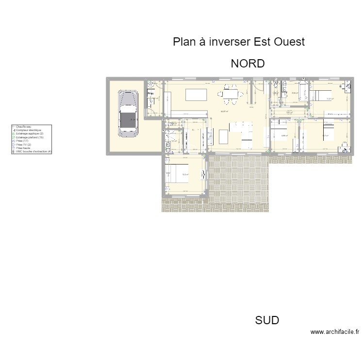 Maison chevroux L G sans D cuisine inversée. Plan de 13 pièces et 135 m2